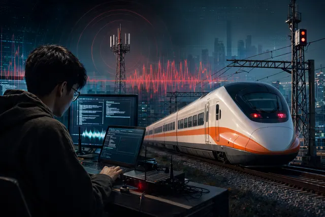Illustration of radio signal interference affecting a high-speed train communication system