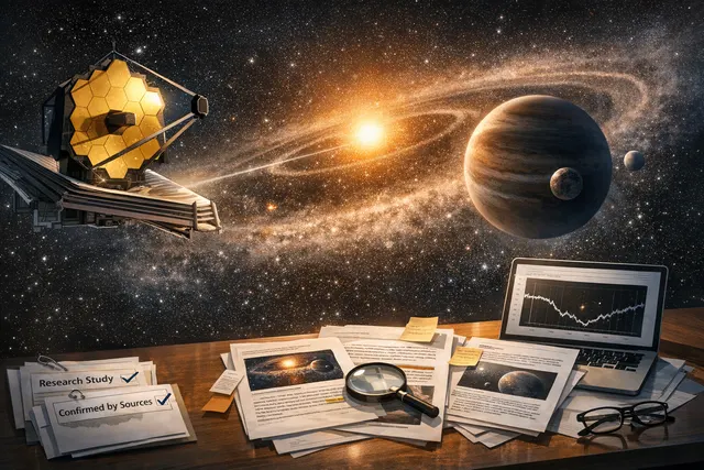 Artist's illustration of the Beta Pictoris system showing three giant planets and the bright debris disk, highlighting the newly discovered Beta Pictoris d as the faintest directly