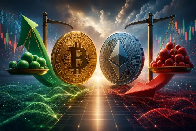 Illustration representing Bitcoin and Ethereum derivatives markets during a major options expiry