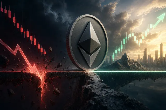 AI-generated Ethereum market illustration with ETH price pressure and leveraged trading risk