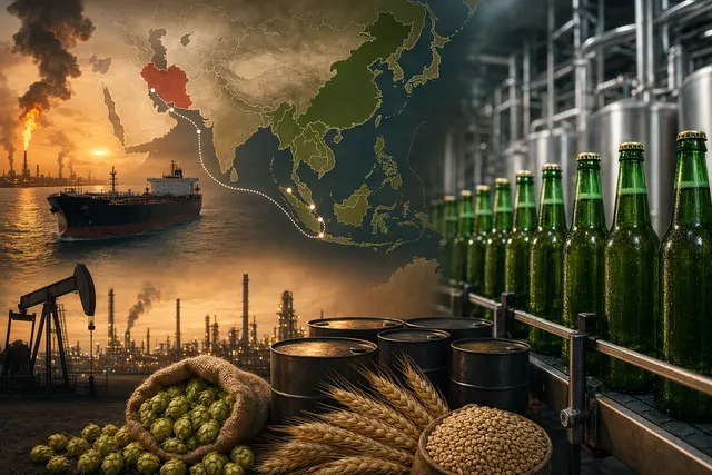 Editorial illustration about rising fuel costs and Heineken’s brewing expenses in Asia