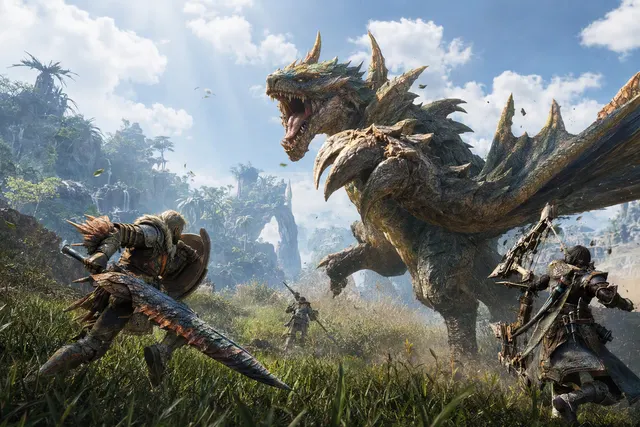 Illustrative editorial artwork for Monster Hunter Outlanders’ planned mobile launch