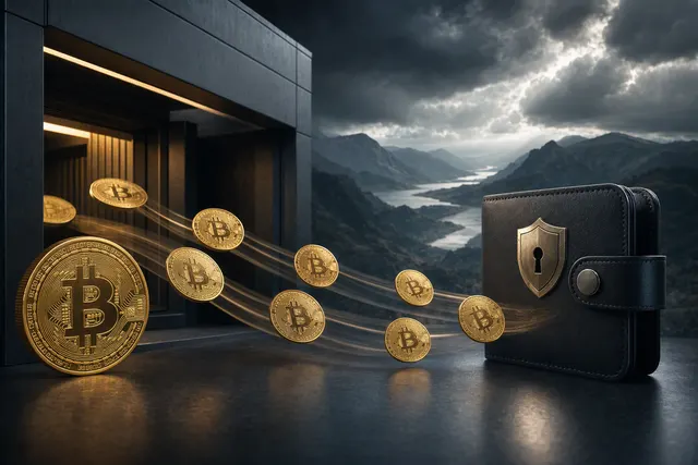 Illustrative image for a report on bitcoin withdrawals from Binance and falling exchange reserves