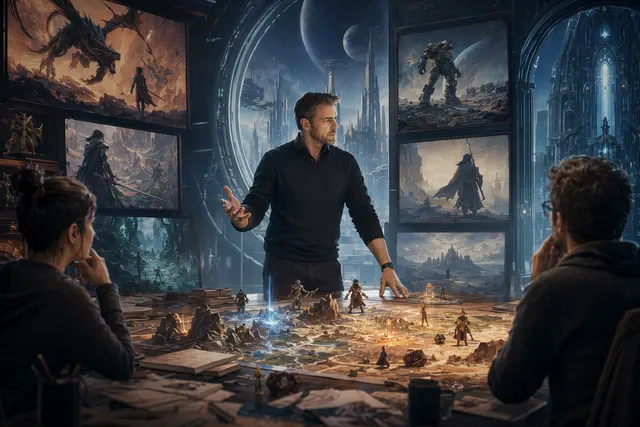 Concept art style image representing Hasbro’s strategy of investing in AAA sci‑fi RPG games like Exodus
