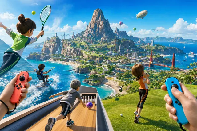 Editorial illustration for Nintendo Switch Sports Resort and its return to Wuhu Island