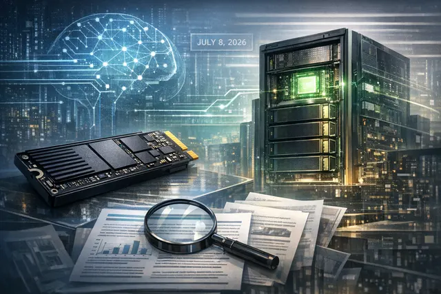 An abstract, futuristic visual representing high-speed AI data transfer between a Samsung SSD and Nvidia's Vera Rubin platform.