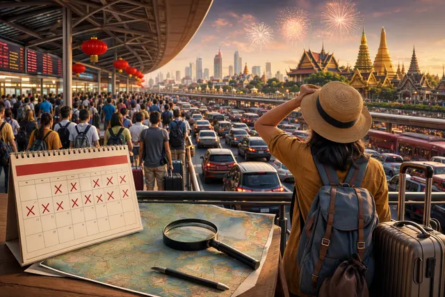 Editorial illustration for planning travel around busy holiday seasons
