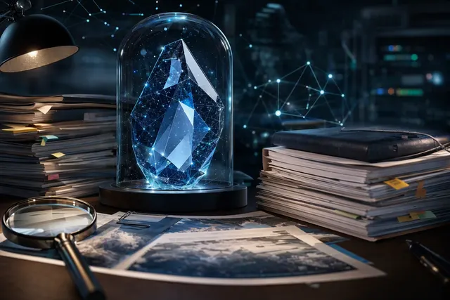Editorial illustration representing a leaked Gemini 4 Pro interface and long-context AI reasoning