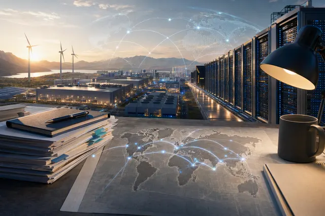 Illustration of large-scale AI data center infrastructure and computing capacity