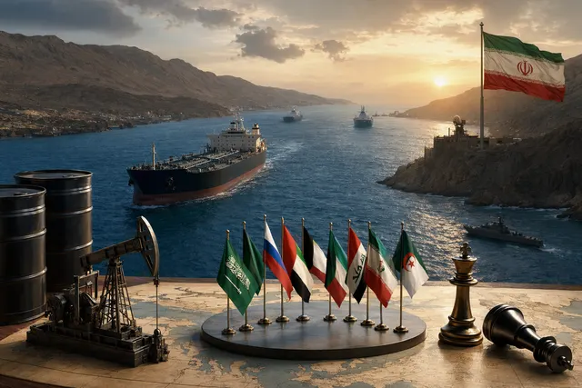 Oil tankers and Middle East energy infrastructure symbolizing OPEC+ production decisions during the Strait of Hormuz crisis
