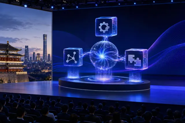 展示企业管理者与 AI 智能体协同处理业务流程的示意图