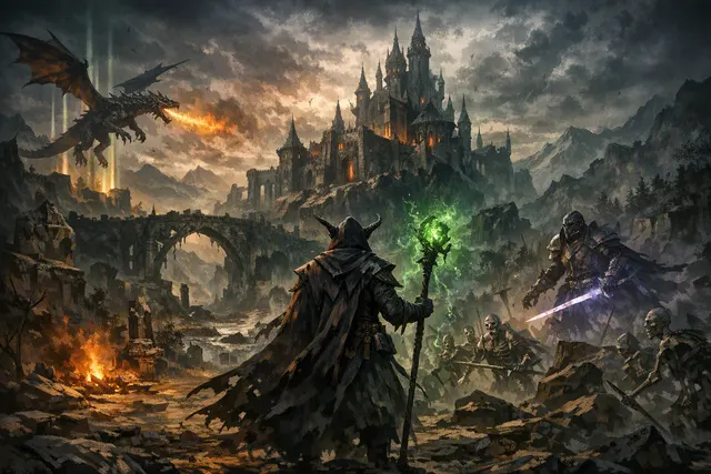 Kaatri wielding forbidden magic in the dark fantasy world of Warlock: Dungeons & Dragons