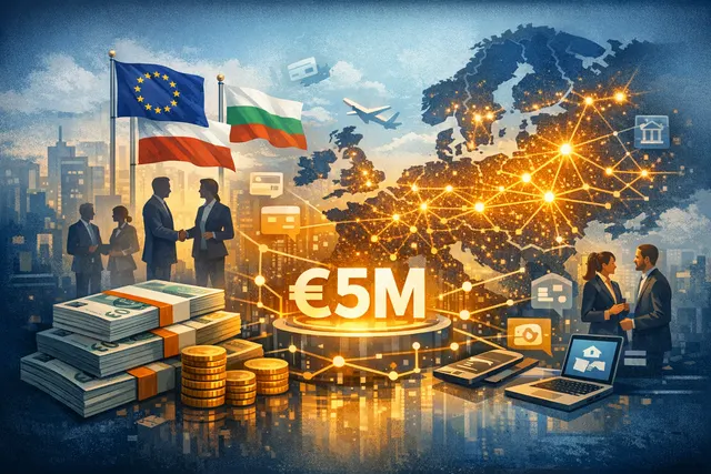 Abstract digital illustration of a cross-border payments network connecting Central and Eastern European markets with glowing nodes and transaction pathways.