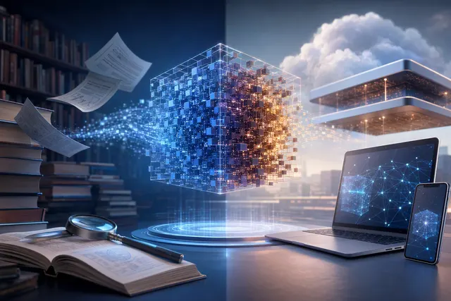 Abstract editorial illustration of AI model guardrails being removed from a hosted system