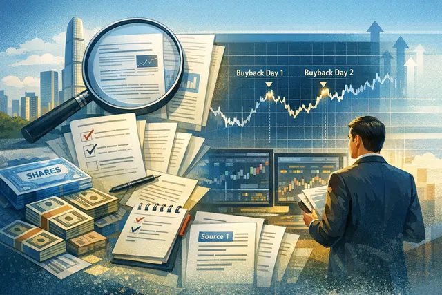 An AI-generated editorial illustration representing Tencent's share buyback activity during a tech stock selloff