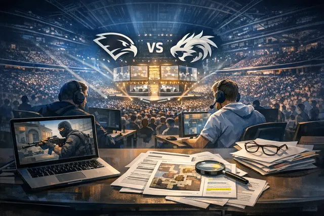 Team Falcons players celebrating their semi-final victory at IEM Cologne Major 2026