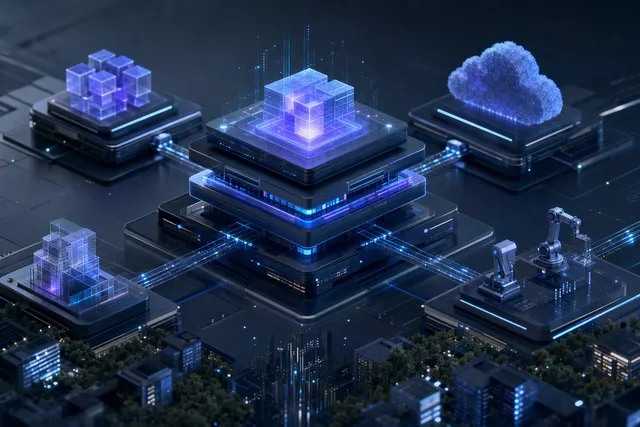 Illustration representing enterprise AI agents connected through shared operating infrastructure