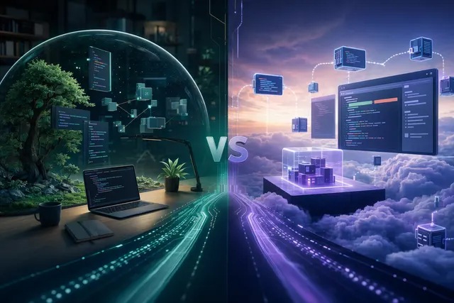 AI-generated illustration comparing Claude Code and OpenAI Codex coding workflows