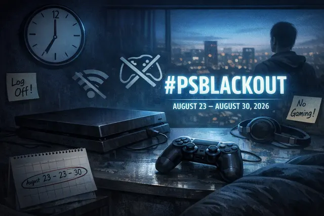 Illustration of a PlayStation blackout protest over Sony ending physical game discs in 2028