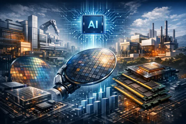 Illustration of AI semiconductor supply chains linking TSMC, Samsung Electronics and SK Hynix across emerging markets