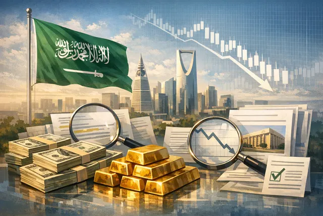Saudi Central Bank (SAMA) headquarters building in Riyadh, representing the institution managing the kingdom's foreign reserves