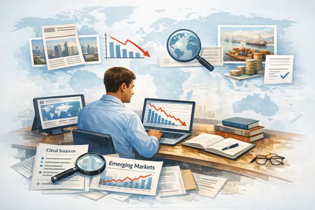 A stylized digital composition showing a sharp downward arrow on a stock market chart, with AI circuit board nodes and chip icons fading in the background, representing the connect