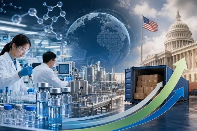Illustration representing WuXi AppTec drug development and manufacturing growth driving stock gains