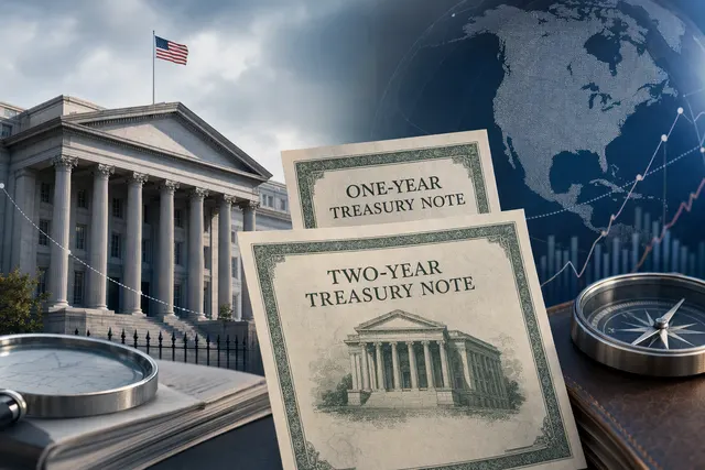 Editorial illustration of Amundi’s short-dated U.S. Treasury strategy amid an oil-price shock and bond-market volatility