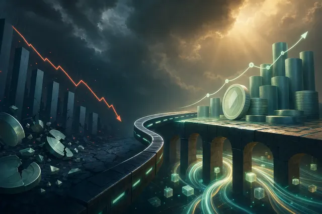 Editorial illustration representing Robinhood Chain’s declining activity alongside continuing crypto trading and fee incentives
