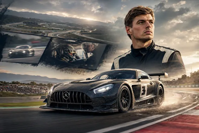 Generated editorial illustration for Max Verstappen’s GT World Challenge Europe race at Portimão.