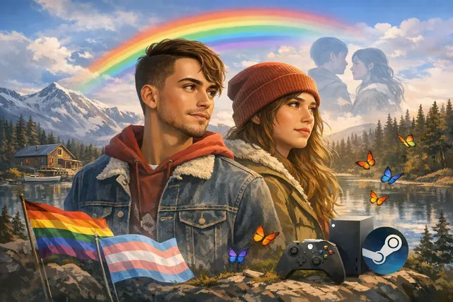 Scene from the narrative adventure game Tell Me Why featuring protagonists Alyson and Tyler Ronan in rural Alaska