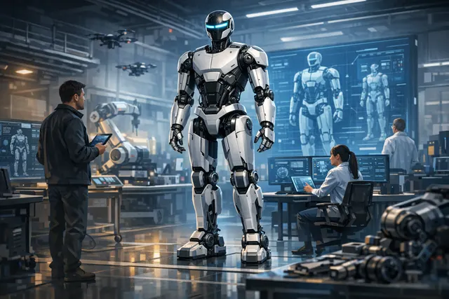 NVIDIA Isaac GR00T Reference Humanoid Robot with Unitree H2 Plus chassis and Sharpa Wave dexterous hands, presented as an open research platform