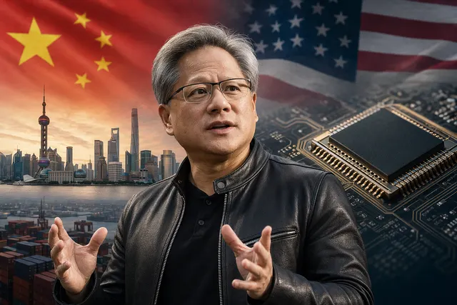 Illustration representing Nvidia’s AI chips caught between U.S. and China technology competition