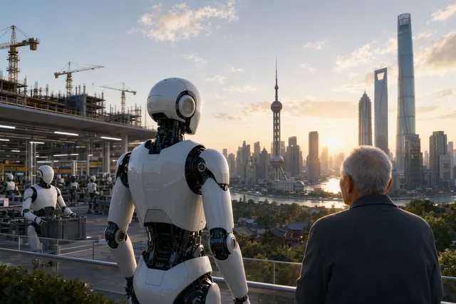Humanoid robot working in an industrial environment representing automation in China’s workforce