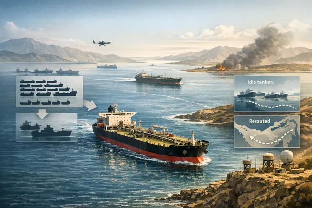 Oil tanker navigating the disputed Strait of Hormuz during the 2026 crisis