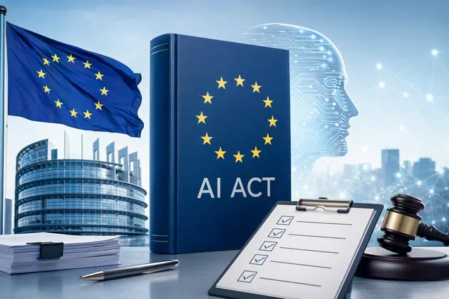Illustration einer EU-AI-Act-Compliance-Checkliste für Unternehmen