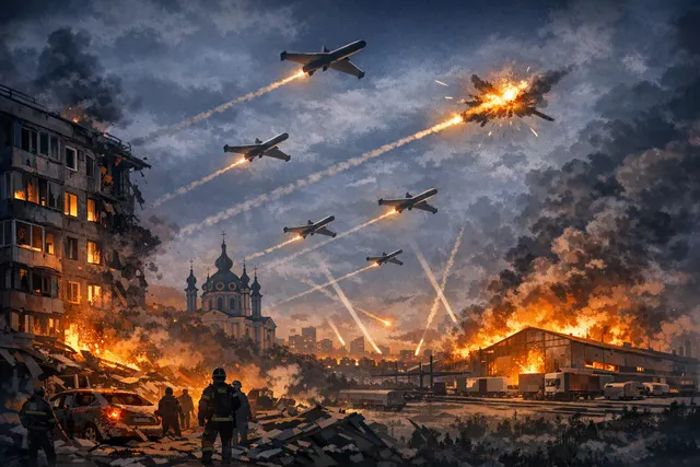 What happened during Russia’s second consecutive day of drone attacks on Kyiv and other Ukrainian regions, including the record number and d