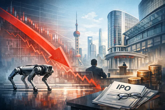 Unitree Robotics' humanoid and quadruped robots symbolizing the company's rapid growth and the upcoming June 1 Shanghai Stock Exchange IPO hearing, even as first-quarter profits pl