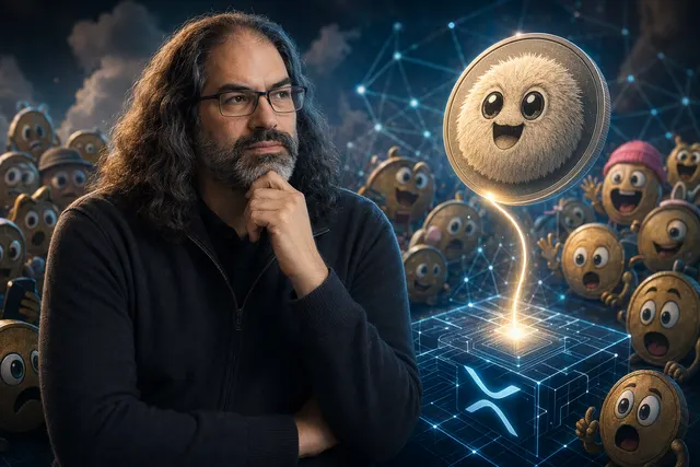 Illustration representing the FUZZY meme coin discussion in the XRP Ledger community involving David Schwartz