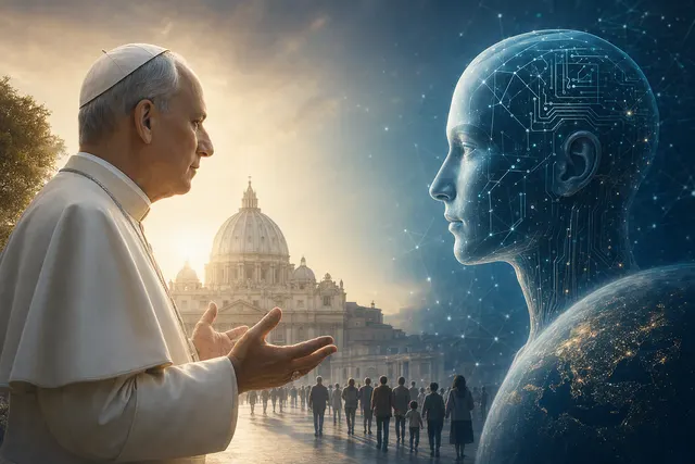 Conceptual illustration representing artificial intelligence and human oversight