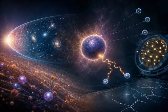 Illustration representing a hypothetical heavy neutrino and the early universe