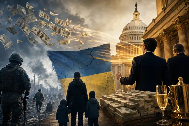 AI-generated editorial illustration for an article about Elon Musk’s allegations concerning Ukraine aid and U.S. political campaigns