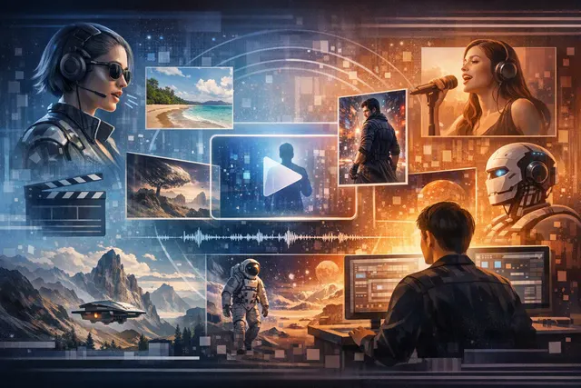 Abstract editorial illustration representing ByteDance’s Seedance 2.0 AI video-generation model and its Hollywood copyright controversy