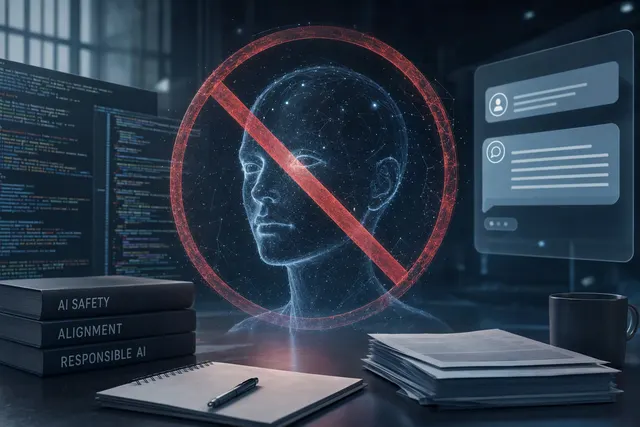 AI-generated editorial illustration accompanying a report on GPT-6.1 Astra’s canceled release and safety concerns.