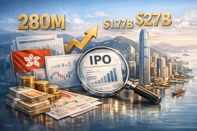 Editorial illustration of Shein’s Hong Kong IPO and sharp valuation decline