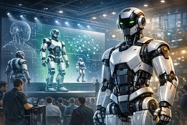 NVIDIA, Unitree, and Sharpa H2+ Isaac GR00T humanoid robot reference design concept rendering with a sleek metallic bipedal robot featuring dexterous five-finger hands and a promin