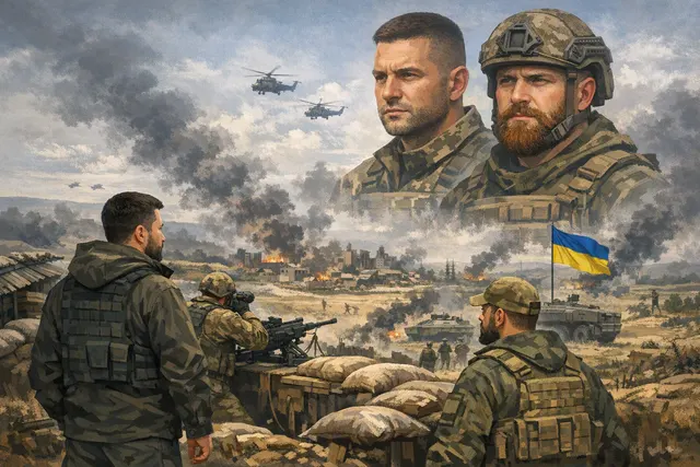 Illustration of Ukrainian military commanders and battlefield units during the reorganization of Donetsk defenses
