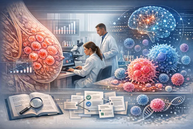 AI-driven immune marker analysis of breast cancer tumor microenvironment showing cytotoxic T-cells in the stromal compartment