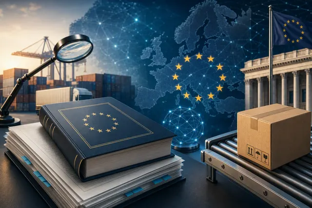 Illustration representing EU customs, cross-border parcels and digital trade data