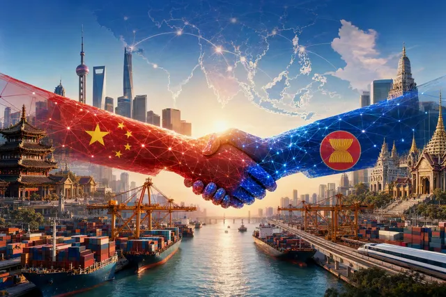 Illustration representing China-ASEAN trade and regional economic connectivity